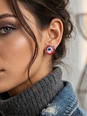 Eyeball Resin Stud Earrings Handmade Eye Studs   @Tones Verdes